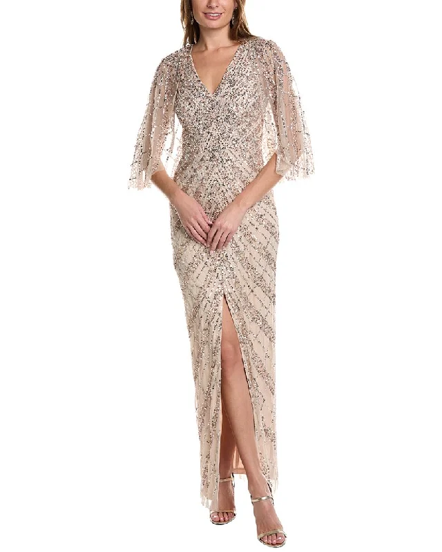 Aidan Mattox Fully Beaded Column Gown