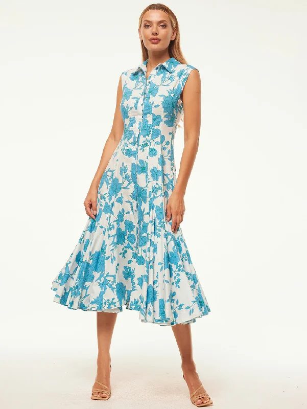 Charlotte Dress - Turquoise Floral