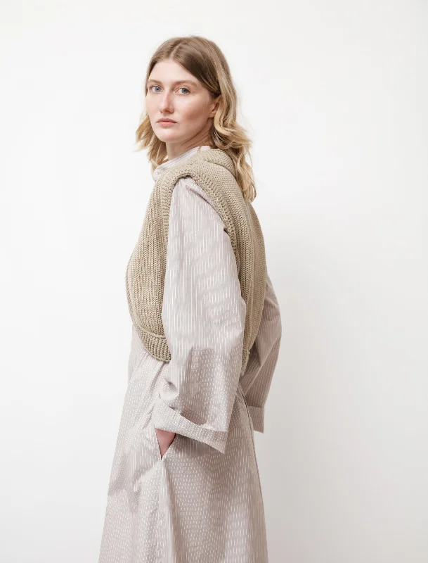 Knit Cotton Gilet Light Khaki