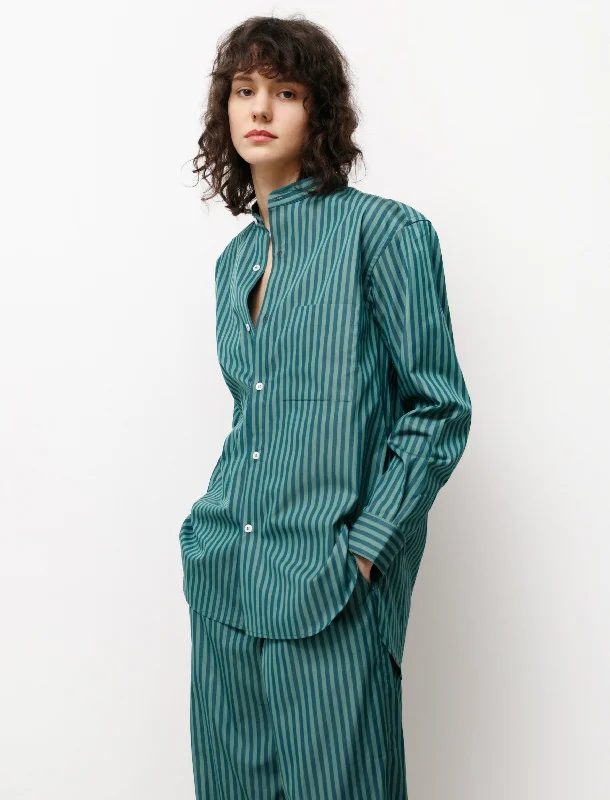 Mao Shirt Green Stripes