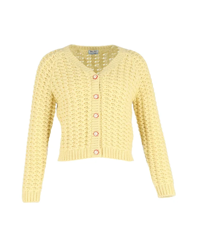 Miu Miu Once Upon A Time Cardigan In Yellow Cashmere