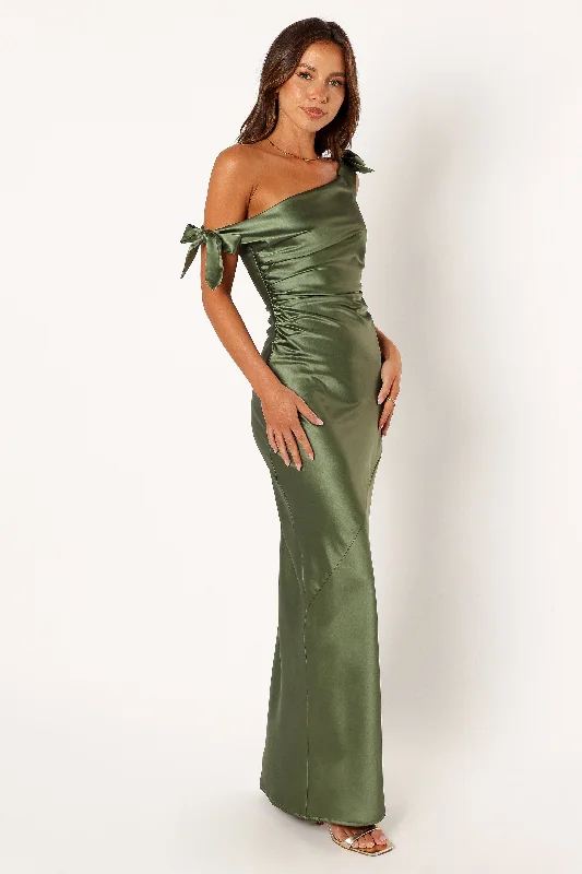 Selma Off Shoulder Maxi Dress - Olive