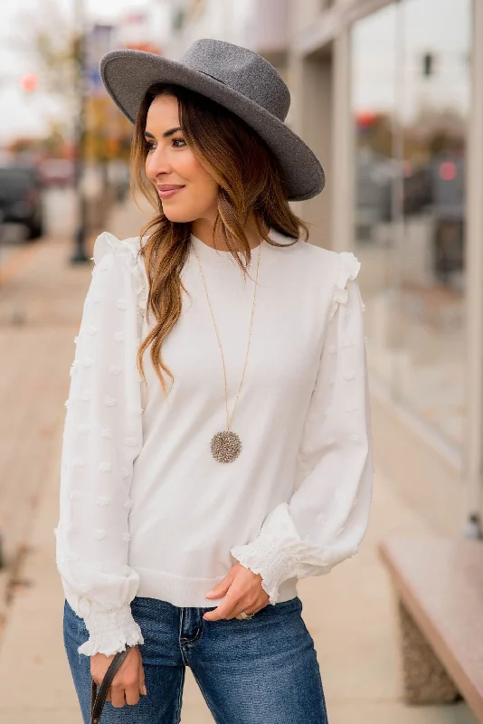 Textured Dot Sleeve Blouse