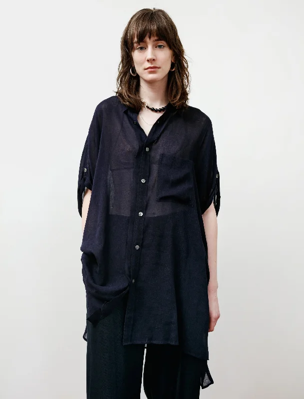 Cotton Gauze Maxi Shirt Navy