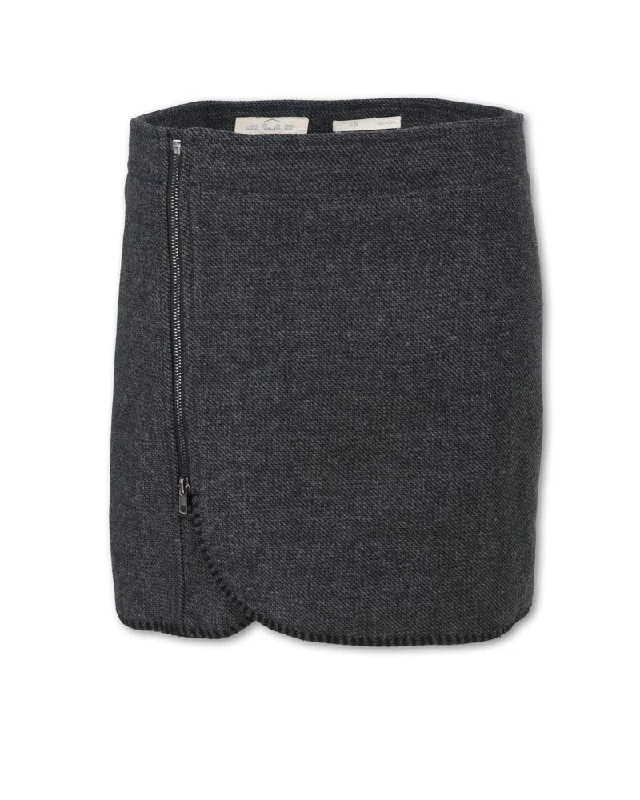 WOOL BLEND ZIP SKIRT