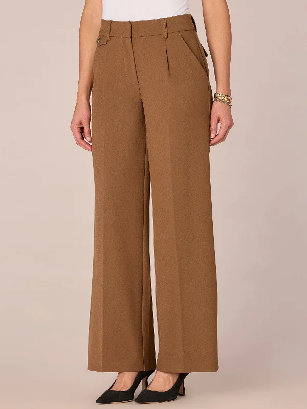 "Ab"solution Skyrise Wide Leg Gabardine Trousers with Flap Pockets