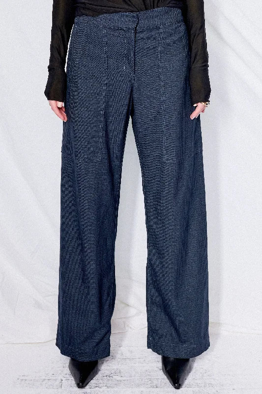 Black Overdyed Houndstooth Suiting Simple Pant