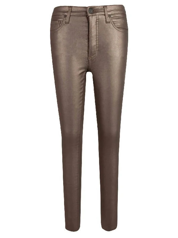 Connie High Rise Fab Ab Skinny Jeans In Metallic Bronze