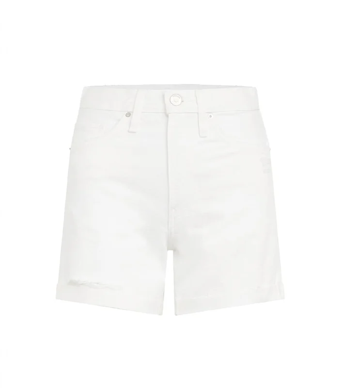 Devon High Rise Boyfriend Short With Cuff In White