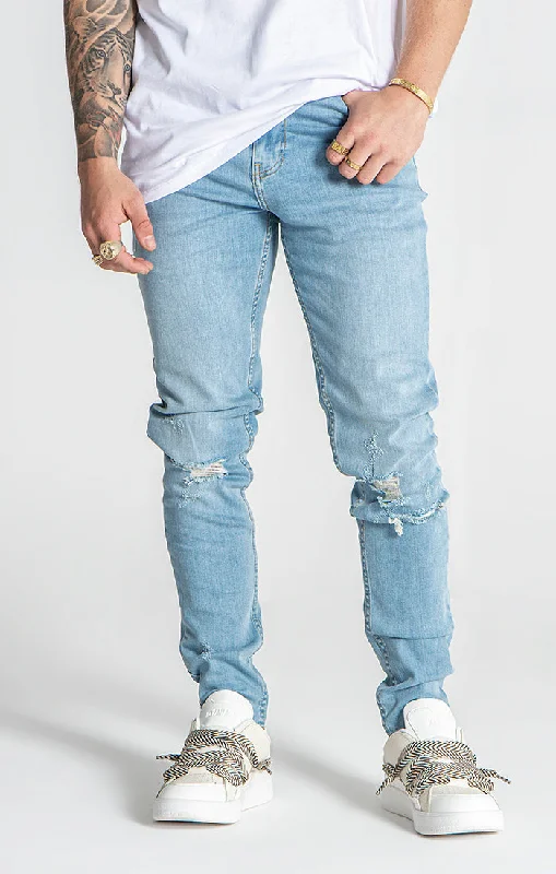 Light Blue GK Ripped Slim Fit Jeans