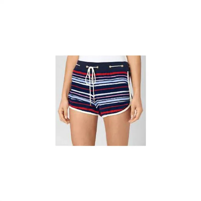 Micro Terry Striped Shorts In Multi