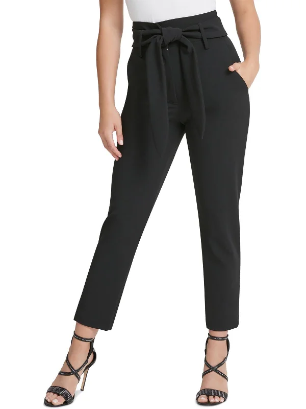 Petites Nikki Beach Womens Solid Polyester Cropped Pants