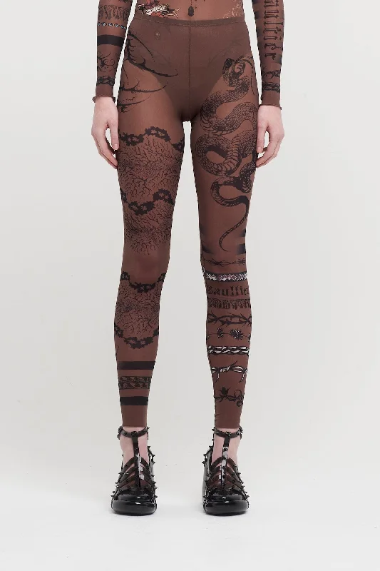 Jean Paul Gaultier X KNWLS Leggings Printed Trompe l'oeil Tattoo