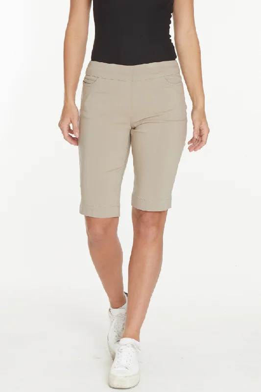 Plus Size Stone Pull On Walking Shorts With Pockets