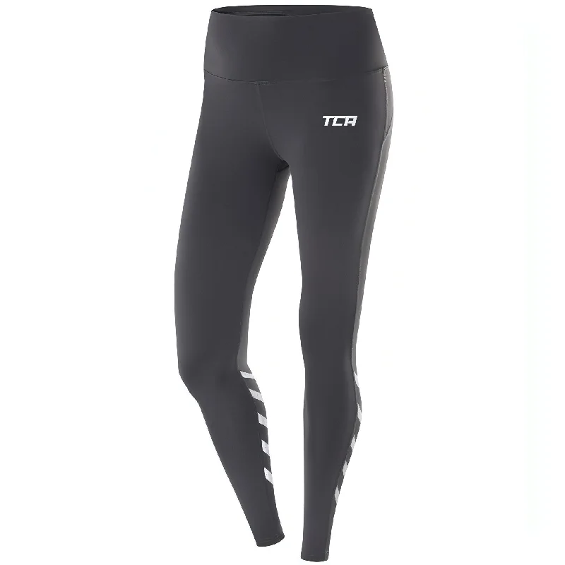 TCA Laser Tech Reflective Womens Long Running Tights - Grey