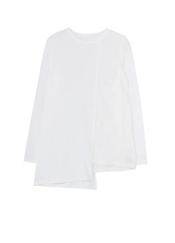 COTTON JERSEY LONG SLEEVE PANEL T-SHIRT