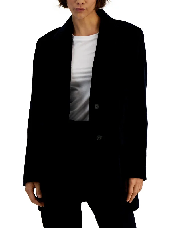 Damiana Womens Corduroy Long Sleeves One-Button Blazer