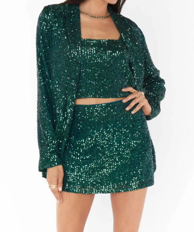 Dance Blazer In Emerald Sequins