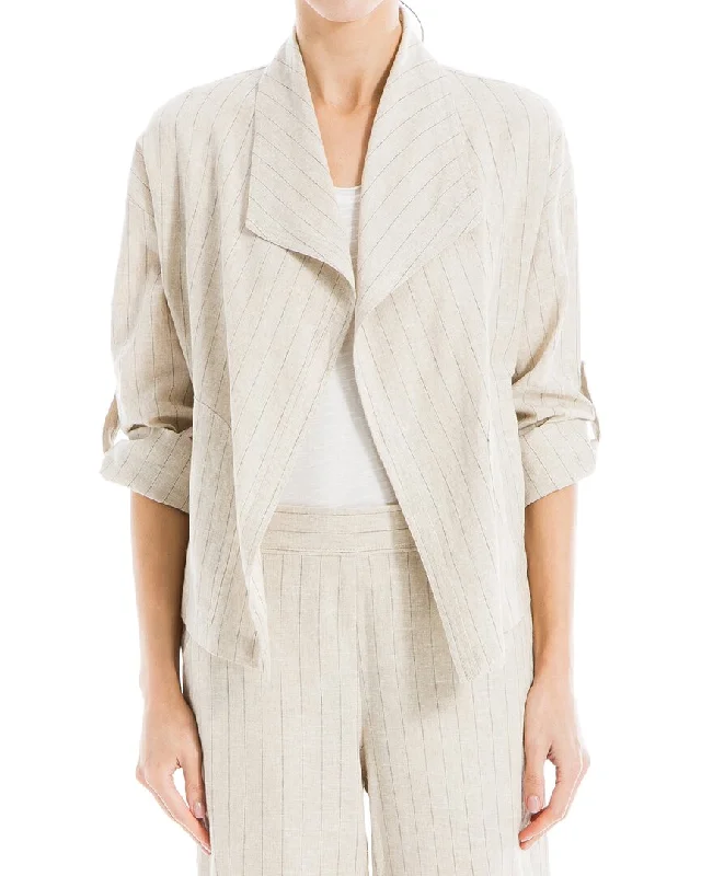 Max Studio Drape Front Linen-Blend Jacket