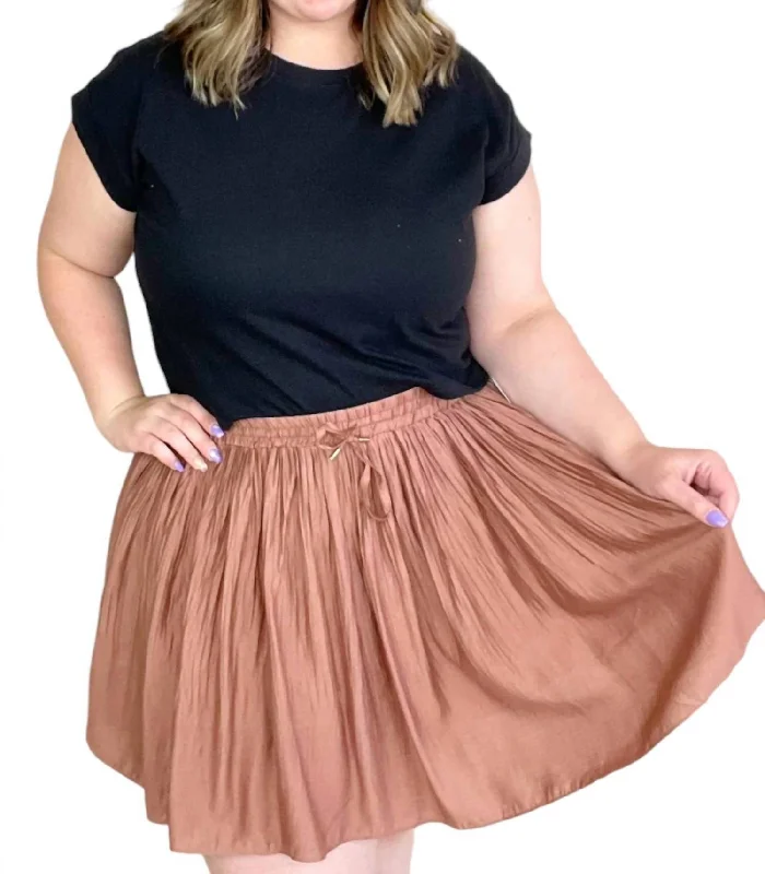 Mindy Chiffon Mini Skirt In Bronze