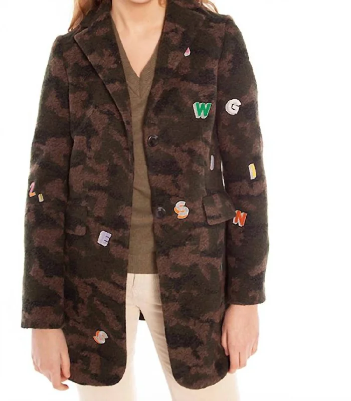 Oxford Embroidered Coat In Camouflage Zermat