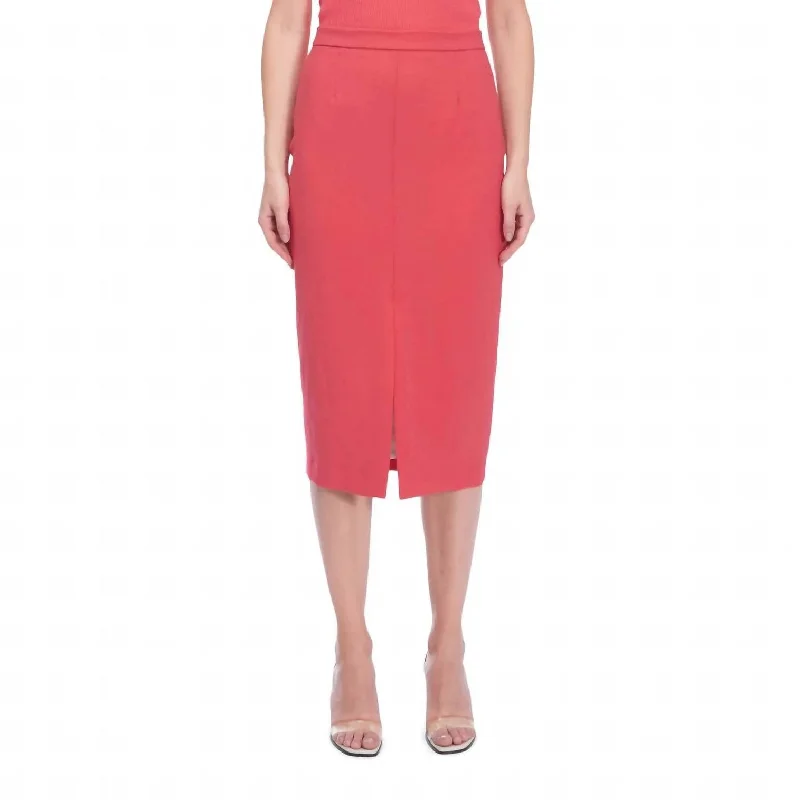 Stretch Crepe Skirt In Coral