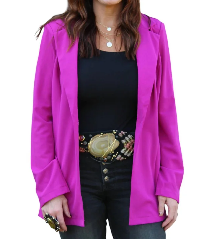 Women's One Button Blazer In Magenta