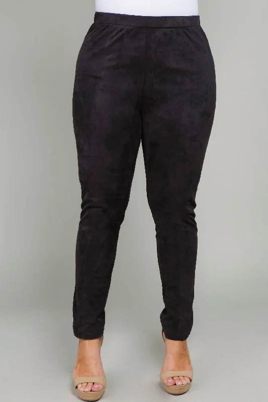 Faux Suede Plus Legging In Charcoal