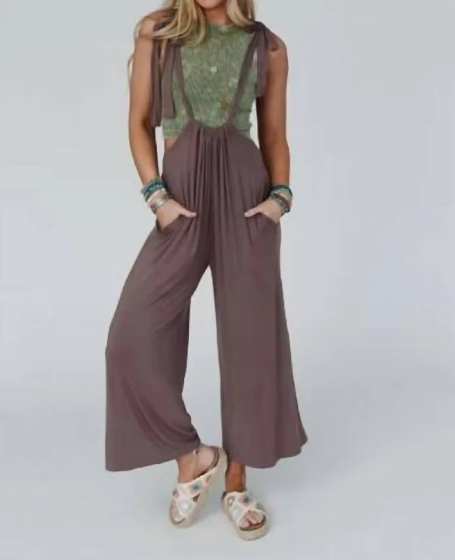 Forever Relaxed Gathered Jumpsuit In Mocha