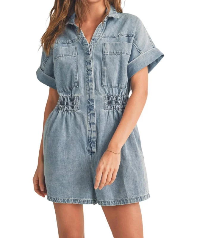 Julie Shorts Romper In Denim