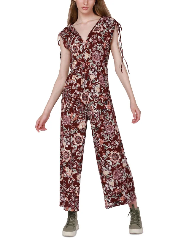 Womens Floral Wide Leg Jumpsuit