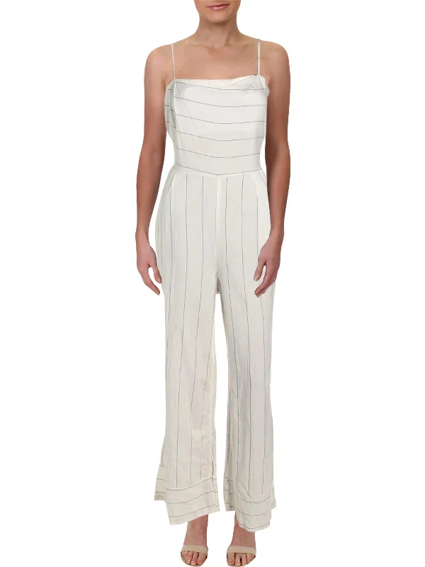 Womens Linen Striped Jumpsuit