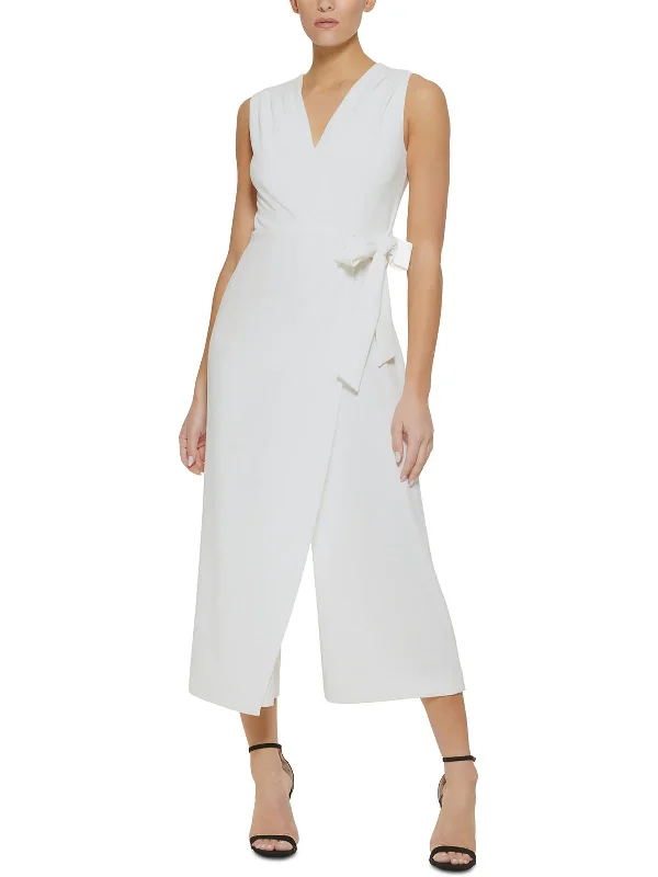 Womens Surplice Cropped Jumpsuit