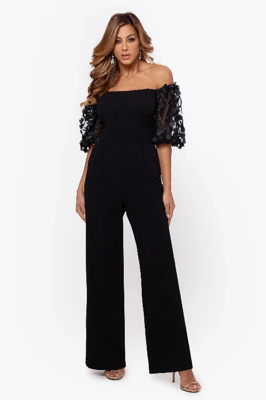 "Belle" Off the Shoulder Scuba Crepe Jumpsuit