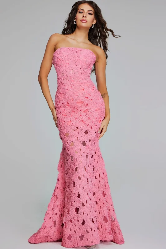 Jovani 40744 Long Formal Mermaid Floral Lace Prom Dress