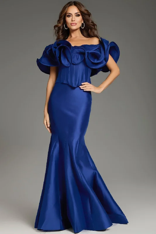 Jovani JVN40324 Mermaid Long Formal Ruffled Evening Dress