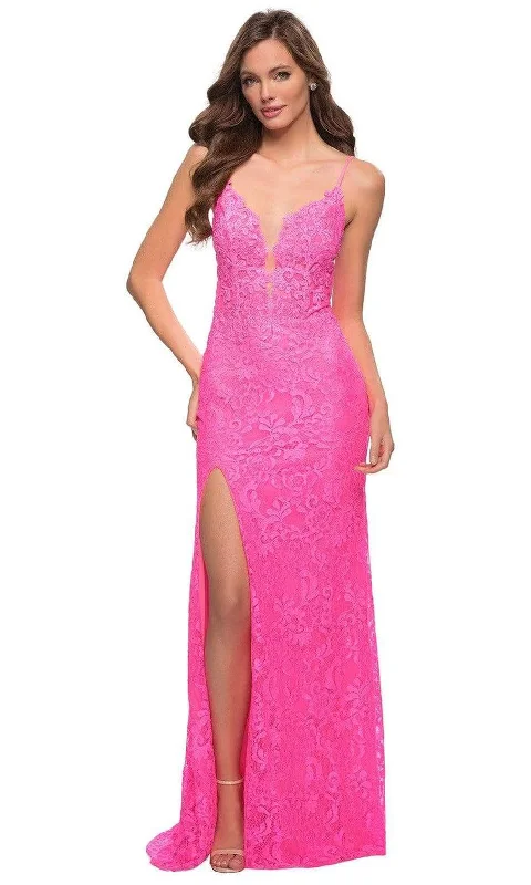 La Femme - 29987 Lace High Slit Evening Dress