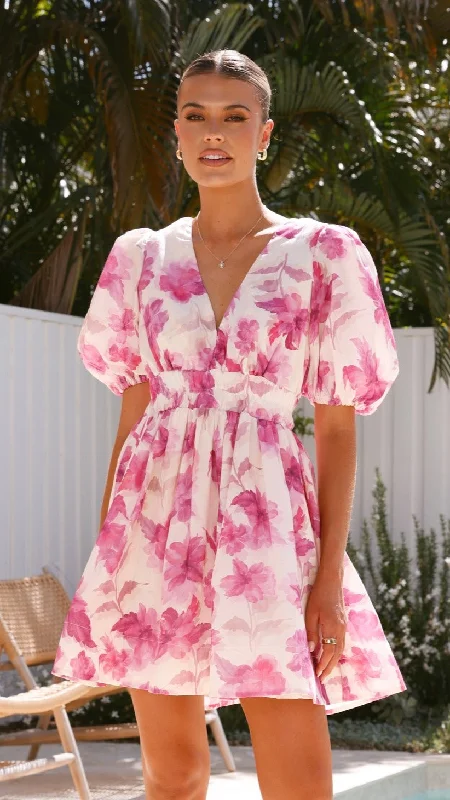 Erin Mini Dress - Pink Floral